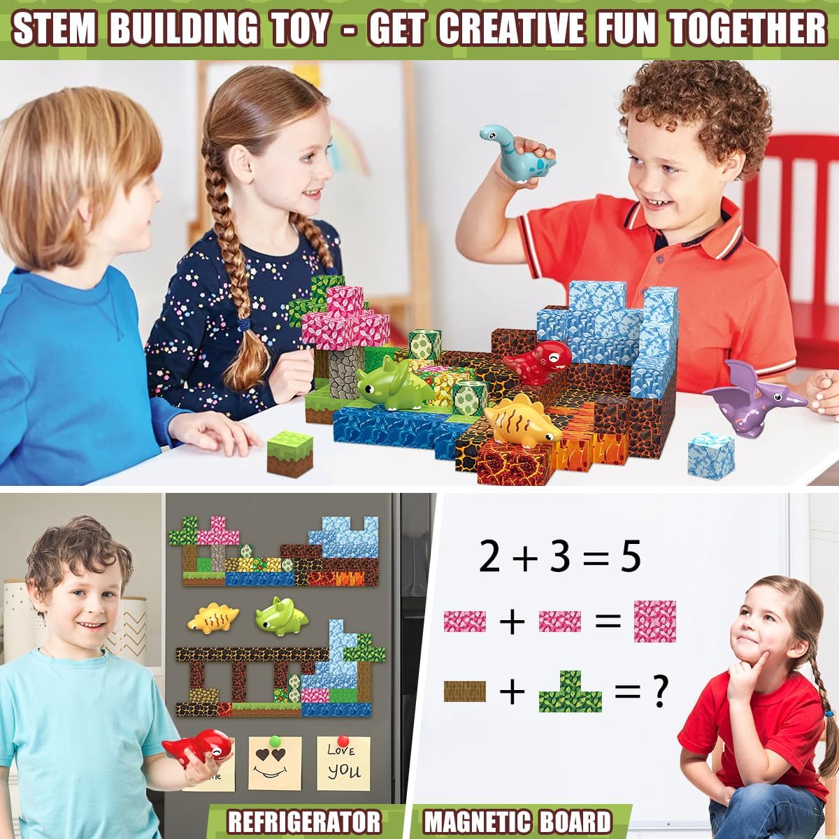 Magnetic Blocks Build 3D Dinosaur World