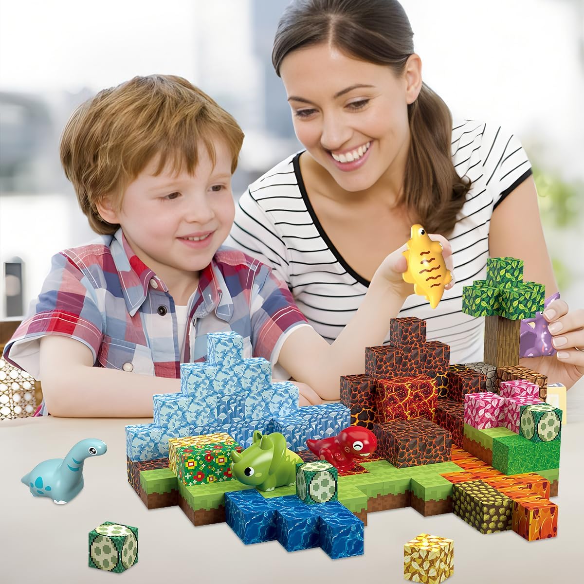 Magnetic Blocks Build 3D Dinosaur World