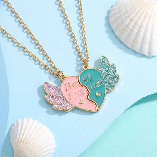 Two Bestie Necklace Angle Swing Heart Shape